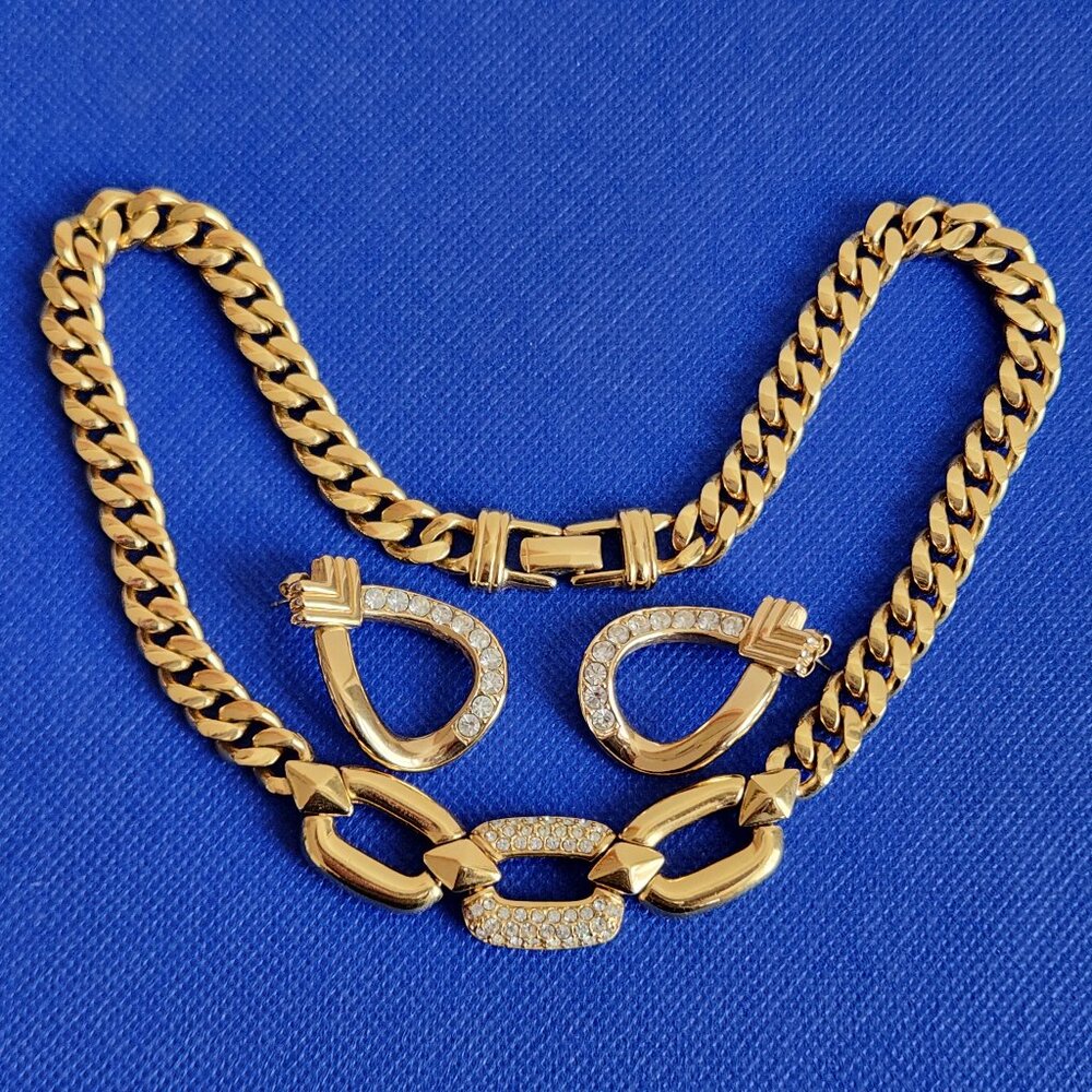 1980  S.A.L (SWAROWSKI FOR THE USA) VINTAGE NECKLACE & EAR RINGS WITH CLEAR CRYS